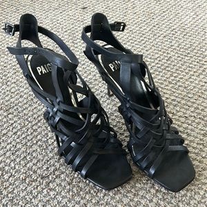 Paige black strappy heels size 9